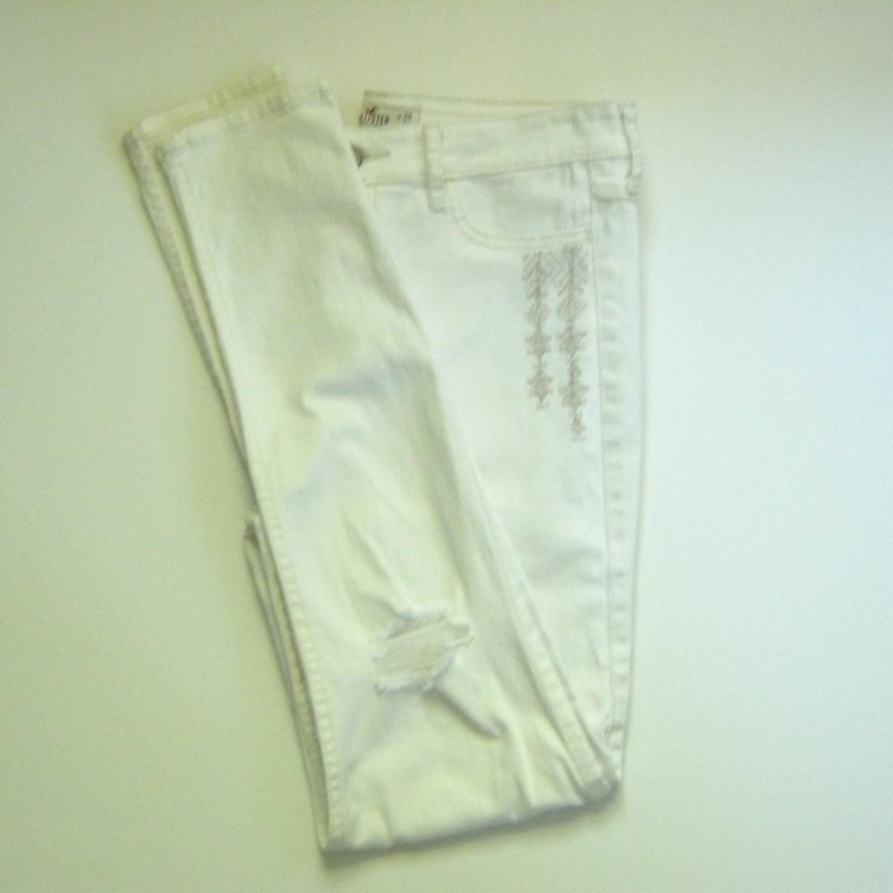 Hollister White Distressed Jeans - Juniors